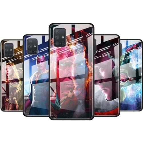 Vision marvel hero for Samsung Galaxy S21 Ultra A71 A51 4G 5G A91 A81 A41 A31 A21 A11 A01 Tempered Glass Phone Case