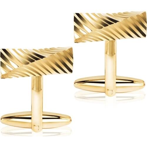 HAWSON New Gold Cufflinks for Mens French Shirt Fashion Three-Sided Carving Cuff Links Mens Weddinng Jewelry Cuff with Box