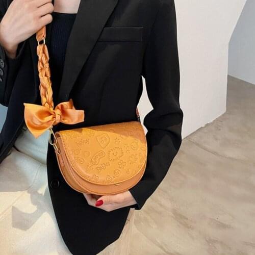 Womens Designer Semicircular Crossbody Bag Embossed Pu Leather Shoulder Bag Woman Luxury Brand Cover Messenger Bags Women 2021
