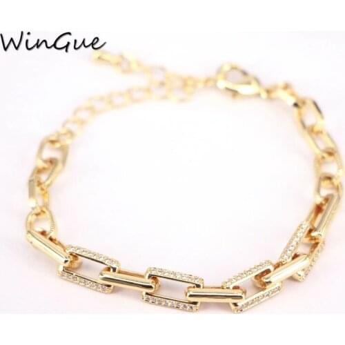 Lobster Clasp Bracelets Chunky CZ Chain Linked Bracelets for Women Minimalist Bracelet