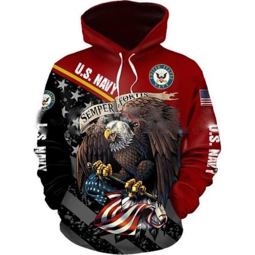 Eagle USA Flag Marine Navy 3D Print Hoodies Pullover Sweatshirts Man Women Harajuku Outwear Casual Unisex Jacket Tracksuit