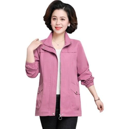 2021 Spring Fall Mothers Trench Coat Middle-aged Women Casual Coat Fashion Mid-length Large Size Female Windbreaker 5XL A555