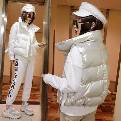 2021 Women Winter New Elegant Down Short Vest Windbreaker Lady Lightweight Warm Waistcoat Female Down Cotton Sleeveless Vest M63