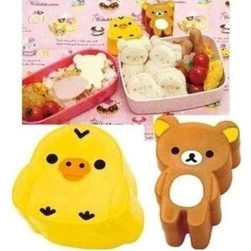 1 Pair Cartoon Cute DIY Styling Sandwich Mold Rice Ball Mold Sushi Mold Childrens Bento Maker 3D Kitchen Accessorie