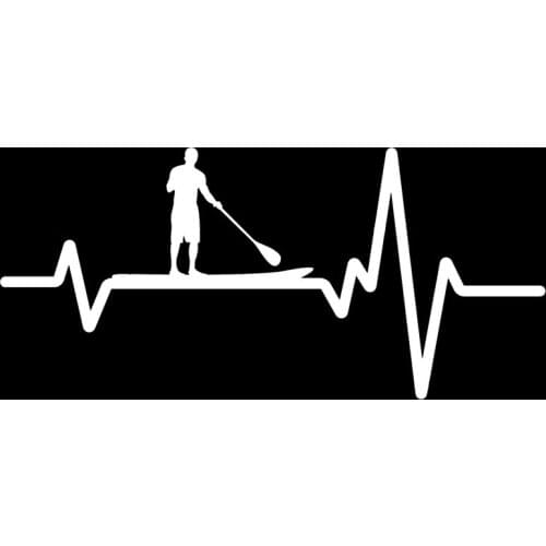 1 PCS 16.8CM*7.8CMCar Sticker Paddle Board SUP Stand Up Guy Heartbeat Vinyl Black/Silver for Citroen Stickers