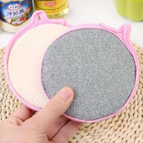 1Piece The Round Double-sided Dishwashing Sponge Can Be Used To Wash Dishes, Brush Pots And Wipe The Stovetop