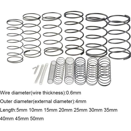 10PCS 0.6*4*5-50mm Spring Steel Small Compression Release Mechanical Return Spring Pressure Spring OD 4mm 0.6x4x5-50mm