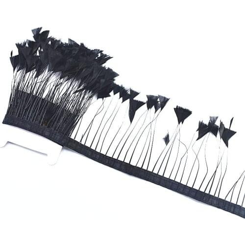 2Meter Goose black Feather ribbon Trim Width About 10cm Diy decor Feathers for Crafts Stage carnival feathers for jewelry making