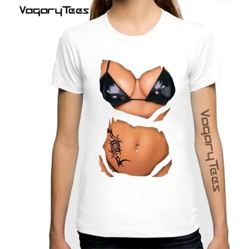 Vagarytees 2020 Summer Creativeb Perfect Body Sexy girls Tshirt Casual 3D boobs Print Vest Big Boobs Sexy Breast design Print