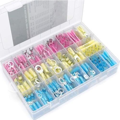 270 PCS Mix Heat Shrink Electrical Wire Connector Insulated Ring/Spade/U-style Crimping Terminals For Marine Automotive