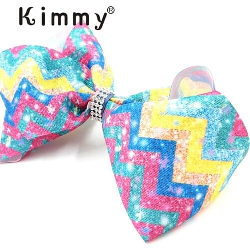 Rainbow Zig Zag Print Hair bow Hairbow