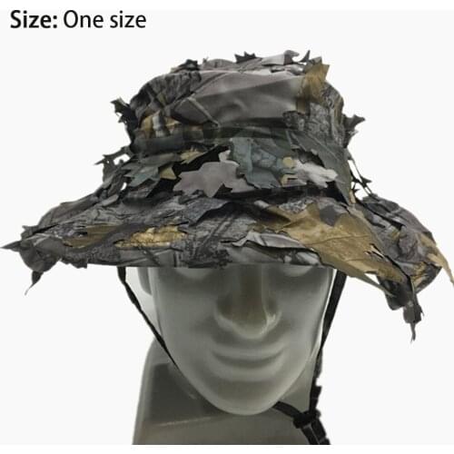 Quick Dry Hunting Hat 3D Leaves Polyester Flat Cap Boonie Tactical Fashion Camouflage Effect Sun Protection Bird Watching Hat
