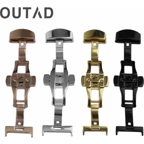 Black Stainless Steel Durable Double Folding Butterfly Buckle Watch Bands Deployment Clasp Watches Accessories 18MM/20MM/22MM