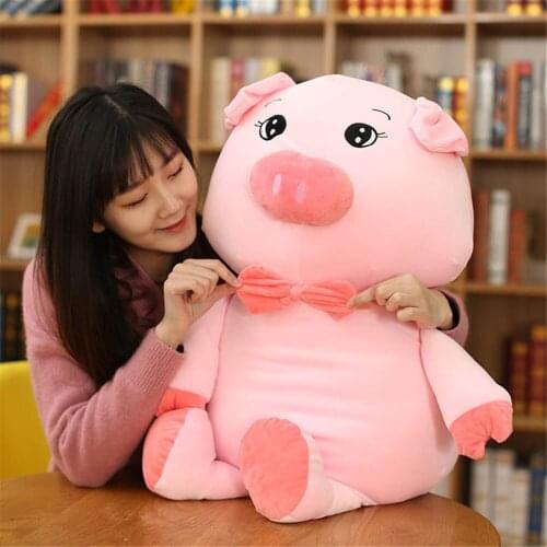 Fancytrader Cuddly Soft Anime Piggy Stuffed Toy Big Stuffed Cartoon Pig Doll Animals Pillow for Kids Adults Gift 80cm 100cm