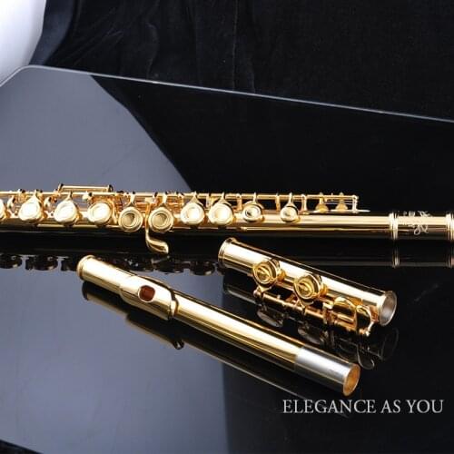 16 closed hole gold plated 16 holes add E key C flute beginner play closed-hole cupronickel C tune flute examination brand flute