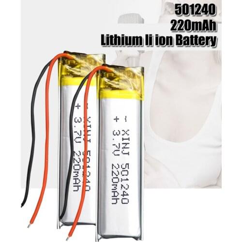 3.7V 220mAh 501240 051240 Li-Polymer Rechargeable Battery for MP3 MP4 GPS Bluetooth Earphone Electronic scale toys Lithium Cells