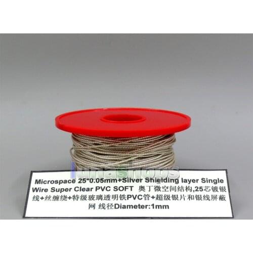 LN006137 Hi-Res MicroSpace 25*0.05mm Silver Shielding Bulk Extremely Soft Clear PVC Earphone DIY Custom Wire Cable(Not Telf)