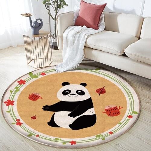 Cute Panda Pattern Children Comfortable Round Carpet Top Brand Non-Slip Children Flannel Carpet Baby Carpet Baby Play Mat