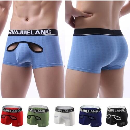 Mens Underwear Sexy Mesh Hollow Shorts Boxers Panties Gay Penis Pouch Underwear Male Underpants Slip Homme Calzoncillos Hole