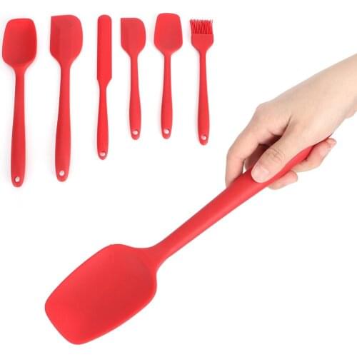 Non stick 6PCS Set Silicone Spatula Cream Butter Scraper Brush Spoon Kitchen Cooking Baking Tools for baking cooking stirring