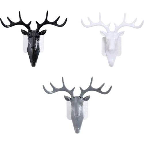 Resin Animal Head Wall Hanging Hook Clothes Hat Scarf Key Hanger Free Punch Bedroom Living Room Hanging Rack