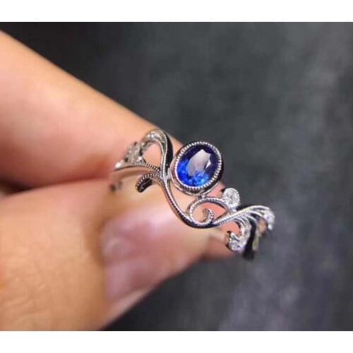 Natural real blue Flower sapphire ring 925 sterling silver Fine handworked jewelry Finger rings