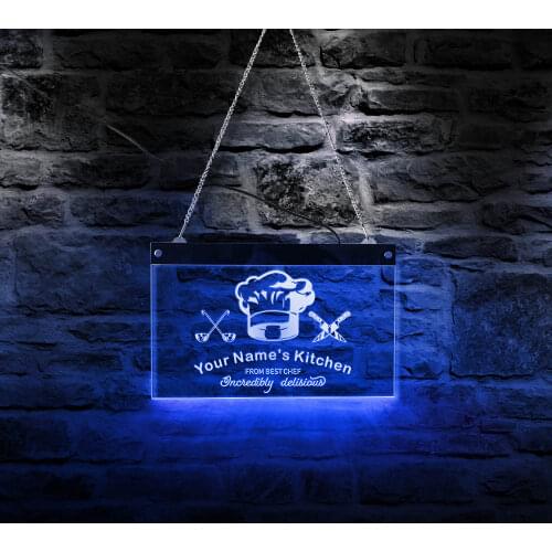 Custom Name Kitchen LED Neon Sign Best Chef Personalized Design Acrylic Hanging Decorative LED Wall Sign Light
