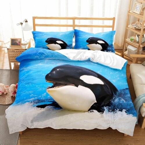 Animal Dolphin Bedding Set Ocean Shark Comforter 3D Print Luxury Duvet Cover Set Home Textile Decor Full Queen King Single Size