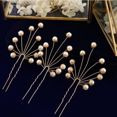 Bavoen 3 pics Handmade Brides Freshwater Pearls Hairpins Hair Sticks Wedding Hair Accessory