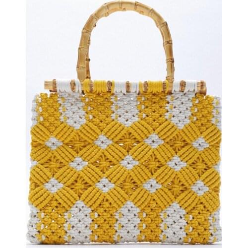 Cotton rope weaving Style Straw Handbag Women Summer Rattan Bag Handmade Woven Beach Circle Bohemia Shoulder Bag New Fashion
