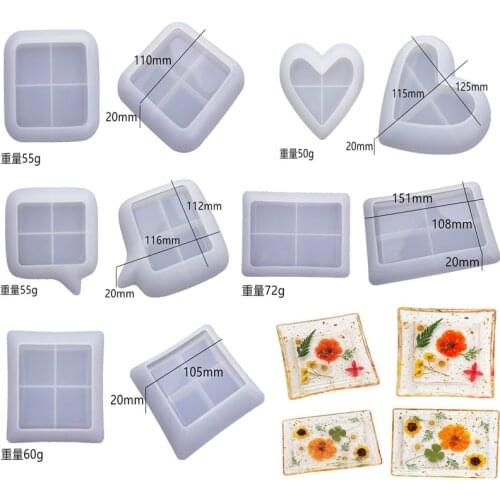 DIY Crystal UV Epoxy Resin Mold Square Love Dish Plate Storage Jewelry Decorative Mirror Silicone Molds Home Decoration Craft