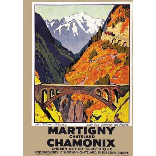 Switzerland Wallis Tourism Martigny Chatelard Chamonix Classic Canvas Paintings Vintage Wall Posters Stickers Home Decor Gift