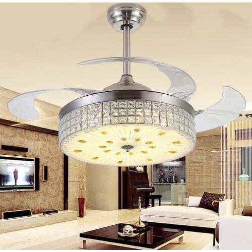 LED fan lamp invisible ceiling fan modern simple living room lamp warm color change bedroom lamp remote control restaurant light