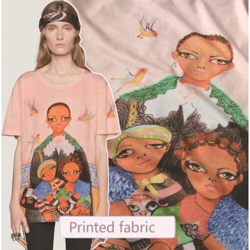 Mother and child printed clothing fabric brand printing knitted fabric dress handmade DIY fabric wholesale cloth