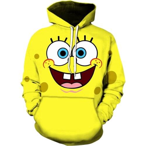Funny Yellow boys Hoodies Man Sponge family Print 3D Hoodie Sweatshirt Men Anime Cartoon Pullover Unisex Hooded Cut Couples coat