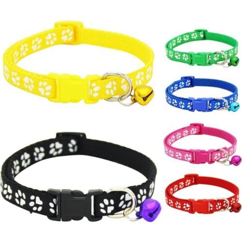 Pet Supplies Pet Cat Dog Adjustable Necklace Shaped Footprint With Bells Dogs Collars