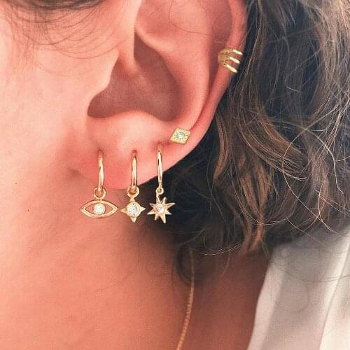 YWZIXLN Boho Drop Earrings Fashion Crystal Eye Star Earring Brincos Tortoise Jewelry For Women Accessories Wholesale E078