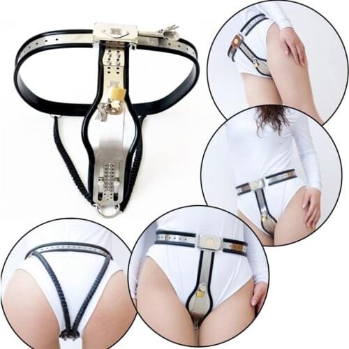 Female Chastity Belt Adjustable Stainless Steel Chastity Belt BDSM Sex Toys For Women Prevent Vaginal Masturbation