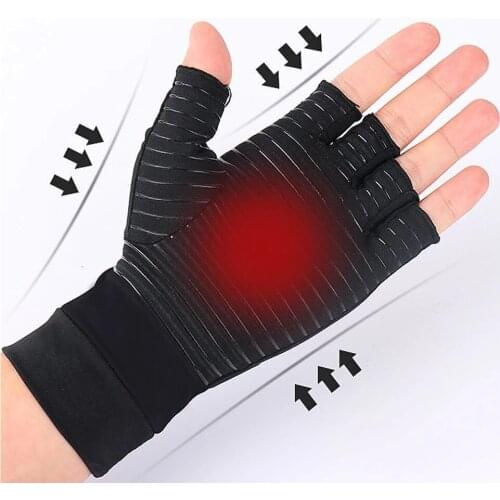 1 Pair Compression Arthritis Gloves Women Men Joint Pain Relief Half Finger Brace Therapy Wrist Support Anti-slip Therapy Gloves