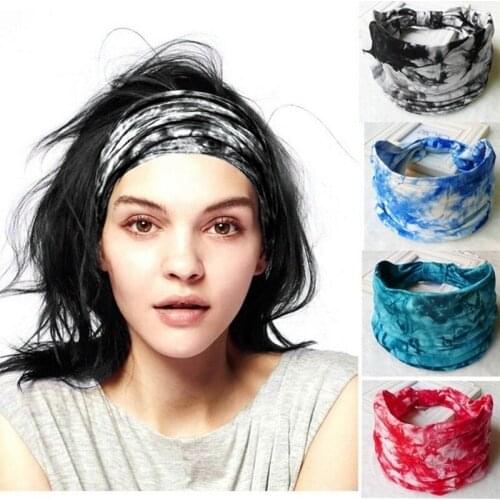 12pcs Tie Dye Boho Wide Cotton Stretch Women Fascinator Hair Accessories Turban Headwear Bandanas Hair Band Bandana Headpiece