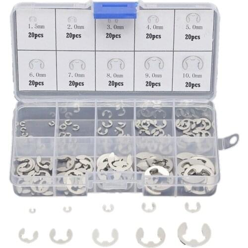 120 PCS 304 Stainless Steel E Clip Washer Assortment Kit for Shaft Fastener M1.5-M10