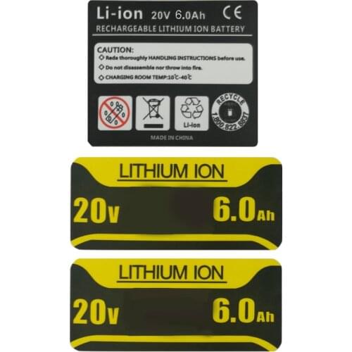 2 Sets DCB200 Tag Li-Ion battery 20V 6.0Ah Sticker Label For DeWalt 18V 20V 6000mAh Battery Logo DCB206 DCB180