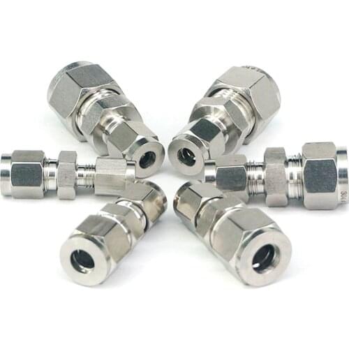 2pcs Non-corrodingFit Tube O/D 3-16mm 1/8" 1/4" 3/8" 1/2" 304 Stainless Reducer Sleeve Ferrule Pneumatic Air Connector Adapter