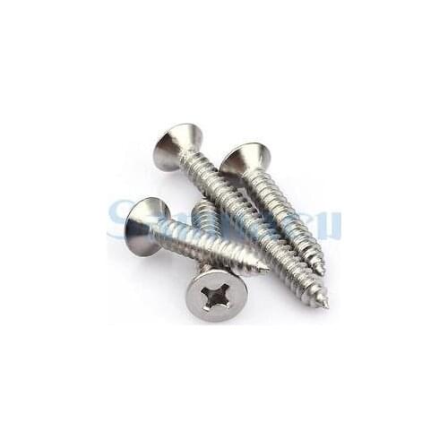 20pcs M6 Stainless Steel Countersunk Self Tapping Screws Phillips Flat Head