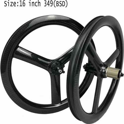 349 carbon tri spoke wheel 16er wheelset disc brake/v brake both available fit for BMX folding DIY bicycle ride fan hot salle