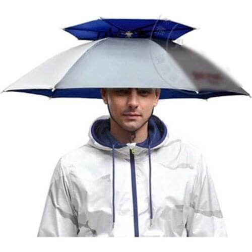 360 Degree Outdoor Umbrella Hat Double Layer Anti-uv Umbrella Cap Sketching Windproof Umbrella Hat For Fishing Photography 77cm