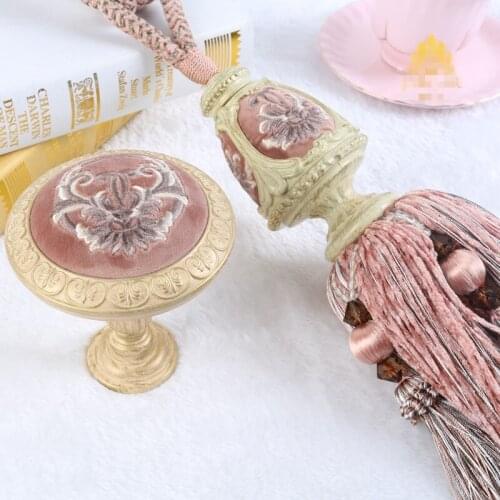 4 PCS/set 2 Holdbacks + 2 tieback luxury French embroidery curtain Holdbacks tie tape boutique creative wall hook tieback N095