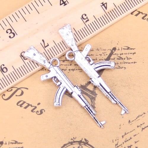 45pcs Charms machine gun assault rifle ak-47 44x15mm Antique Making pendant fit,Vintage Tibetan Silver,DIY bracelet necklace