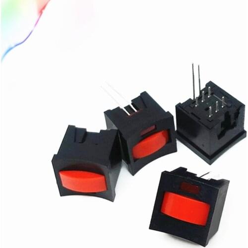 5Pcs free shopping 15.2*15.2mm Push Button Switch 6Pin Micro Touch Button Switch Black Self-locking With lamp