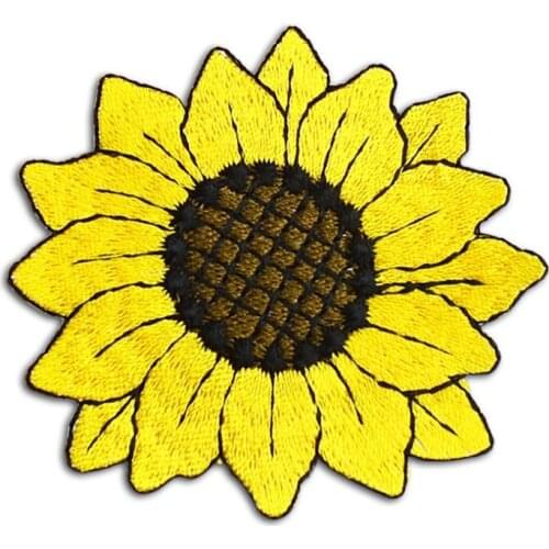 5Pcs Sunflower Flower Set Iron Embroidery Patches for Clothing Backpack Stripes on Clothes Kids Cartoon Appliques Sticker DIY